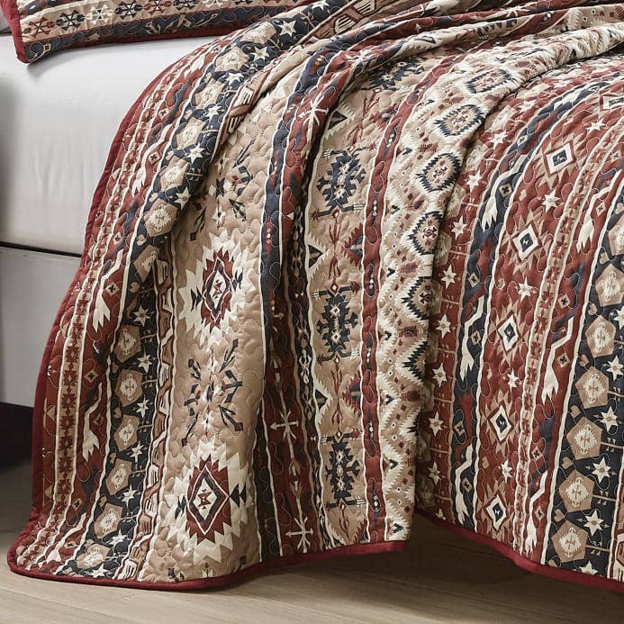 Linen Mart - Wholesale Bedding Set - Southwestern Maroon Desert Quilt Set