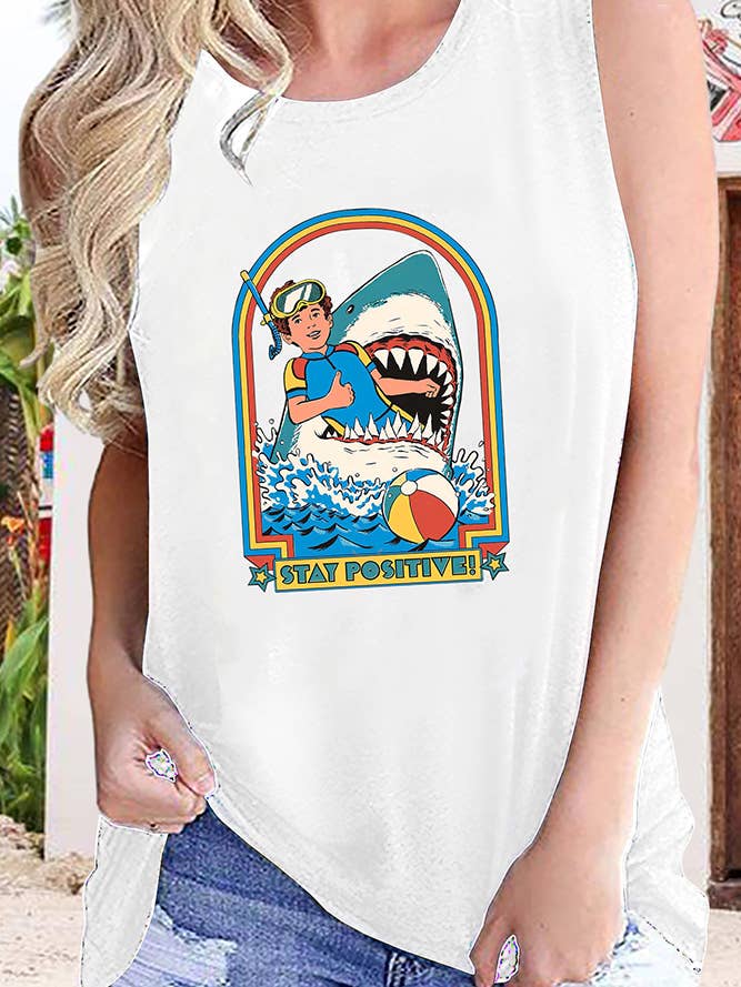 Stay Positive Print Tank Top STC125C229 for wholesale by UNISHE