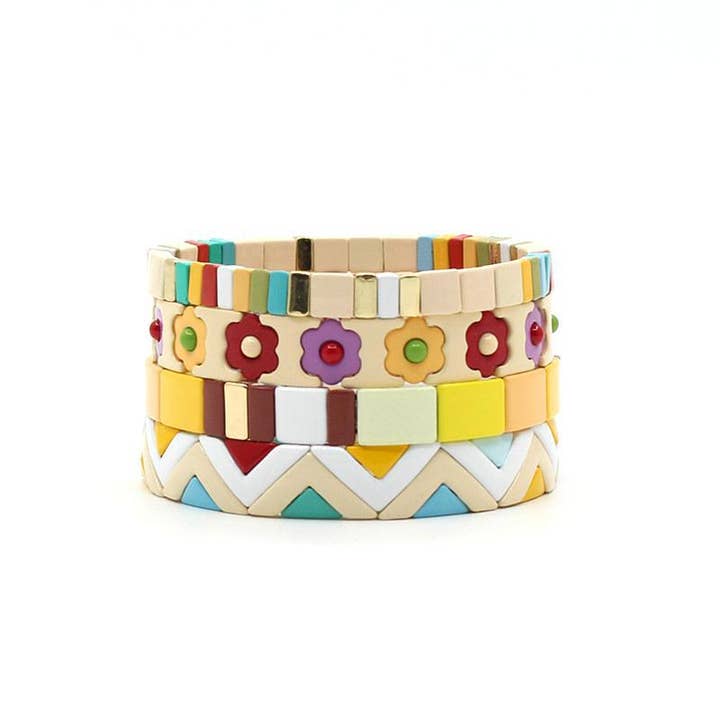 Rainbow Enamel Necklace Set Painterly Palette S5P041 for wholesale by alberalkirk