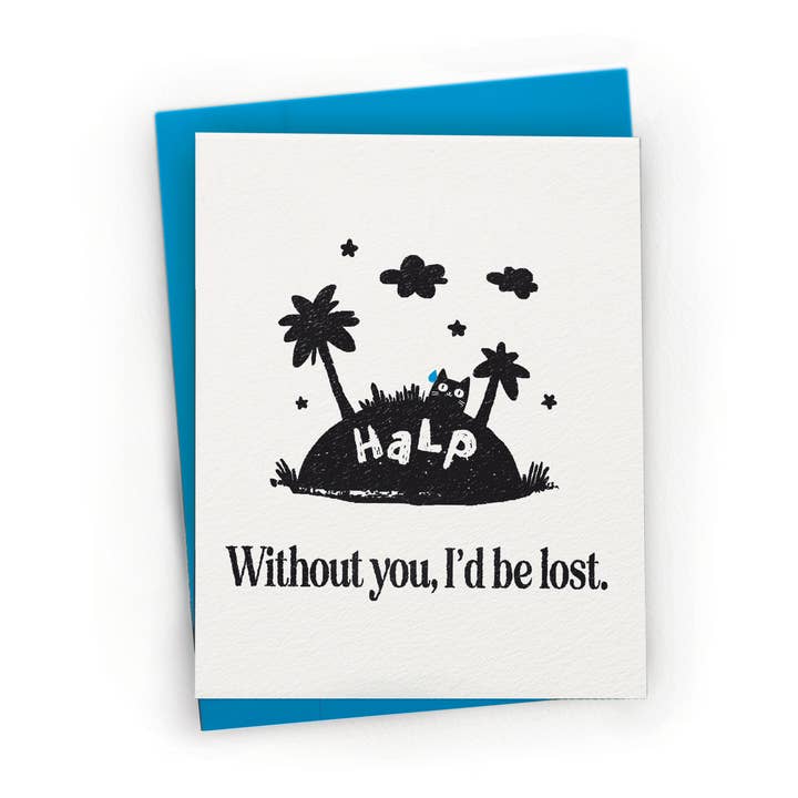 Lost Without You, Love, Thank You - A2 Greeting Card for wholesale by Petty Paper Studio
