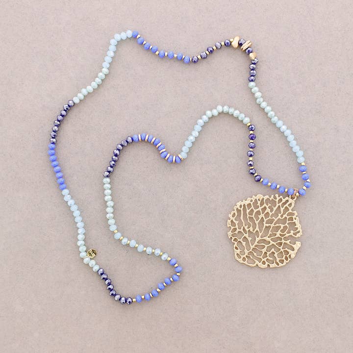 Sonata - Venta al por mayor Collares con colgantes/abalorios - Collar Largo Cristales Facetados Colgante Metal1