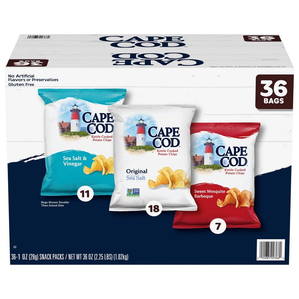 Swift Trade Group LLC - Wholesale Chips - Cape Cod Kettle Cooked Potato Chips, Variety Pack, 1 oz, 36 1