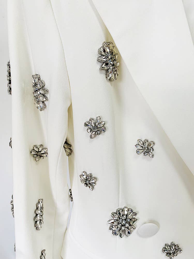 White SET8-11Y Diamond Beaded Suit Jacket & Flared Trousers Set for wholesale on Faire9