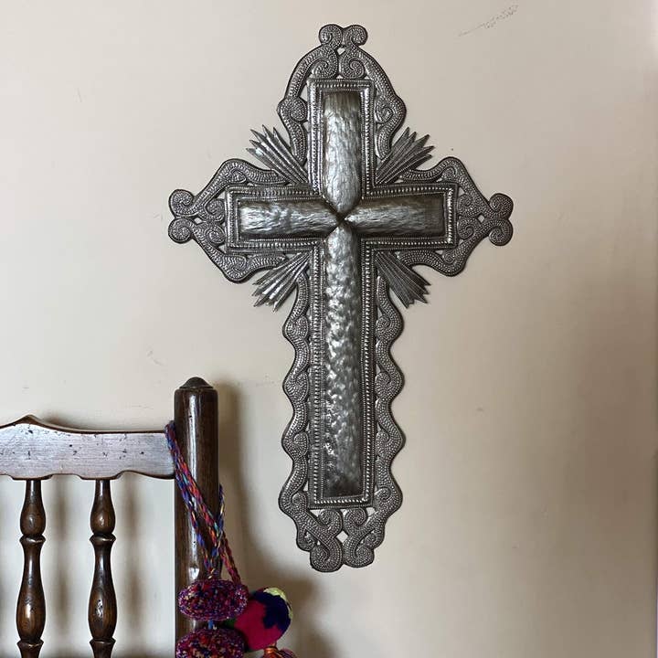 Wall Cross, Religious Collection Gifts, Handmade Upcycled for wholesale by Haiti Fair Trade~ It's Cactus