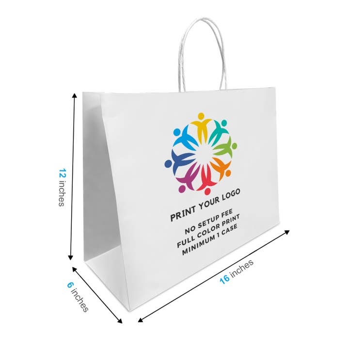 Kis Paper - Wholesale Gift Bag - Custom Print Vogue 16x6x12 inches White Paper Bags