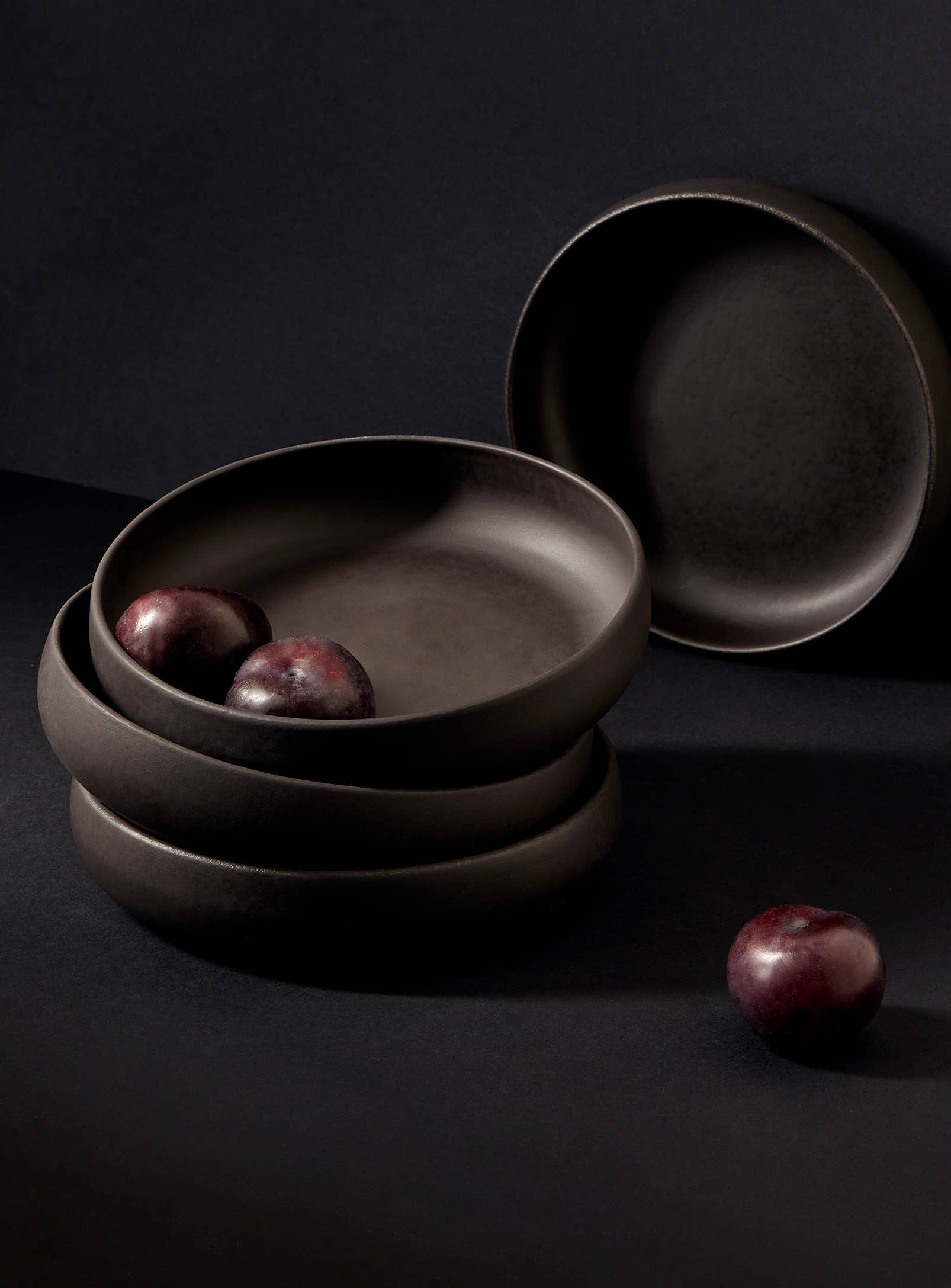 GHARYAN Stoneware & Olive Wood Tableware | Ships from USA - Wholesale Salad Plate - Handmade Stoneware Pasta/Salad Plate | Edan 7.9"7