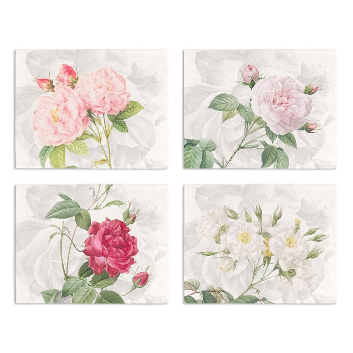 Set of 4 Placemats «Roses» Linen 100% Made in Italy per la vendita all'ingrosso da parte di The Napking