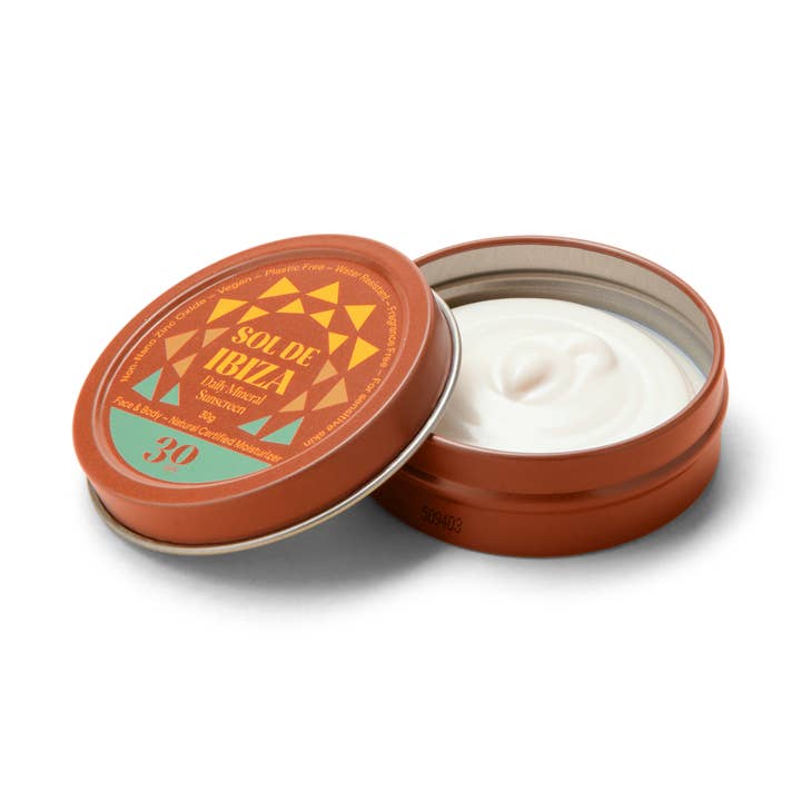 Mini størrelse - Ansigt & Krop Plastfri Dåse SPF30 - 30g for engroshandel hos Sol De Ibiza