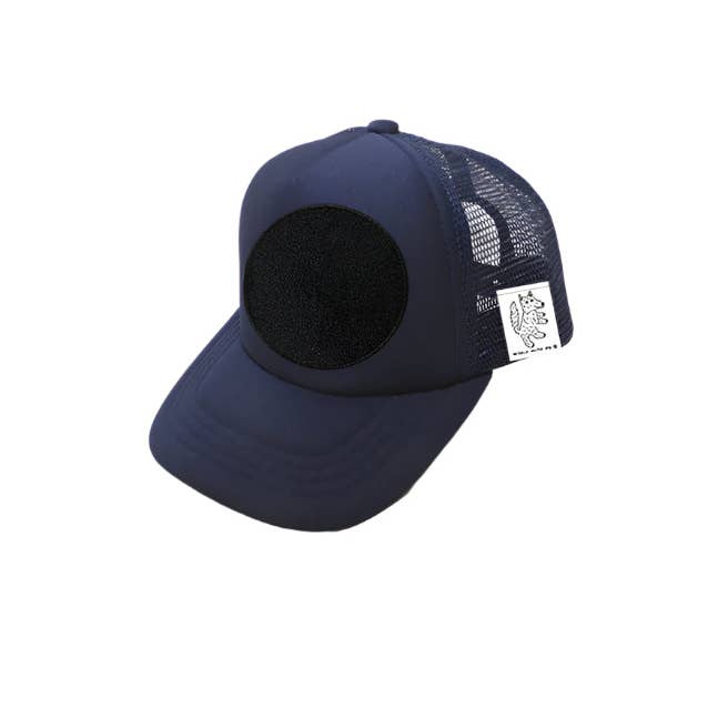 INFANT Trucker Hat with Interchangeable Velcro Patch (Navy) for wholesale by WOOLF WITH ME®