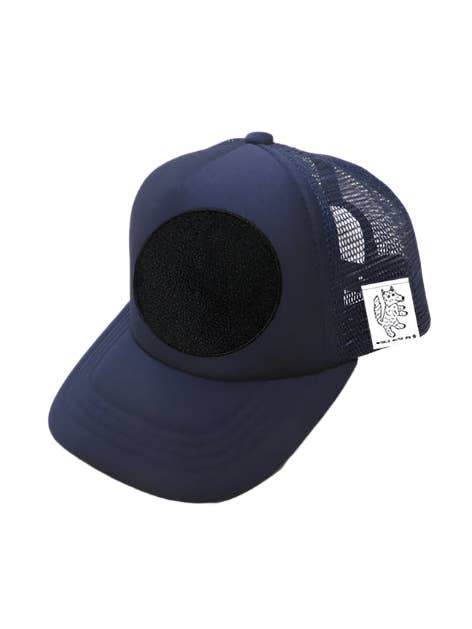 TODDLER Trucker Hat with Interchangeable Velcro Patch (Navy) for wholesale by WOOLF WITH ME®