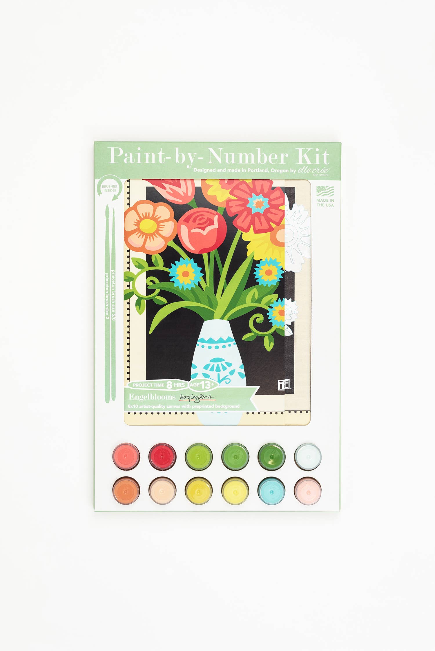 Peonies in Vase (wallpaper background)  Paint-by-Number Kit for Adults —  Elle Crée (she creates)
