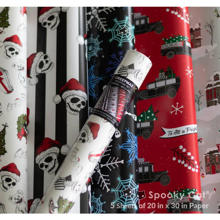Spooky Cat Press - Wholesale Flat Wrap - Creepmas Gift Wrap Set (5 Sheets)