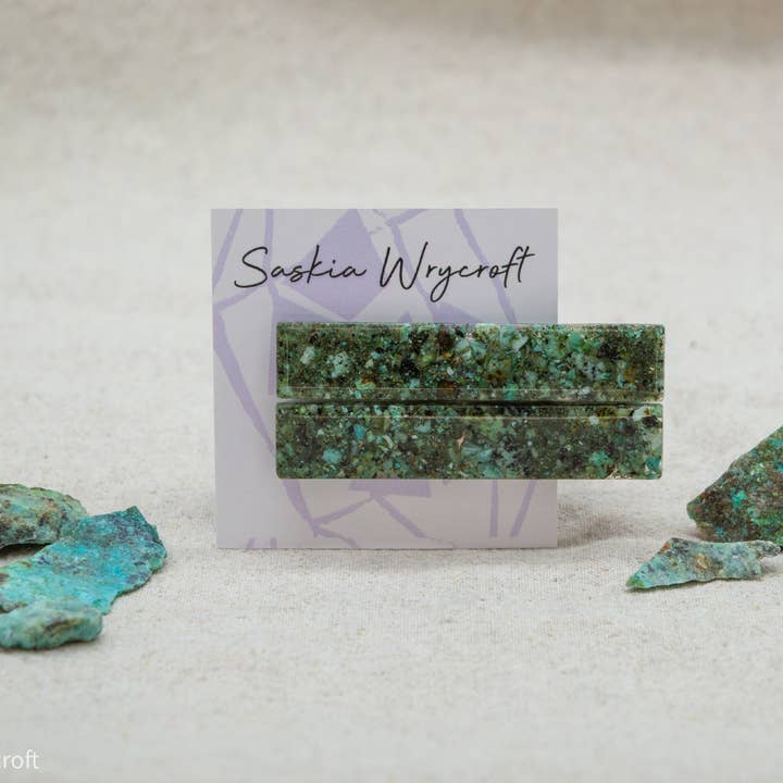 African Turquoise Resin Hair Clip Barrette Set for wholesale by Saskia Wrycroft