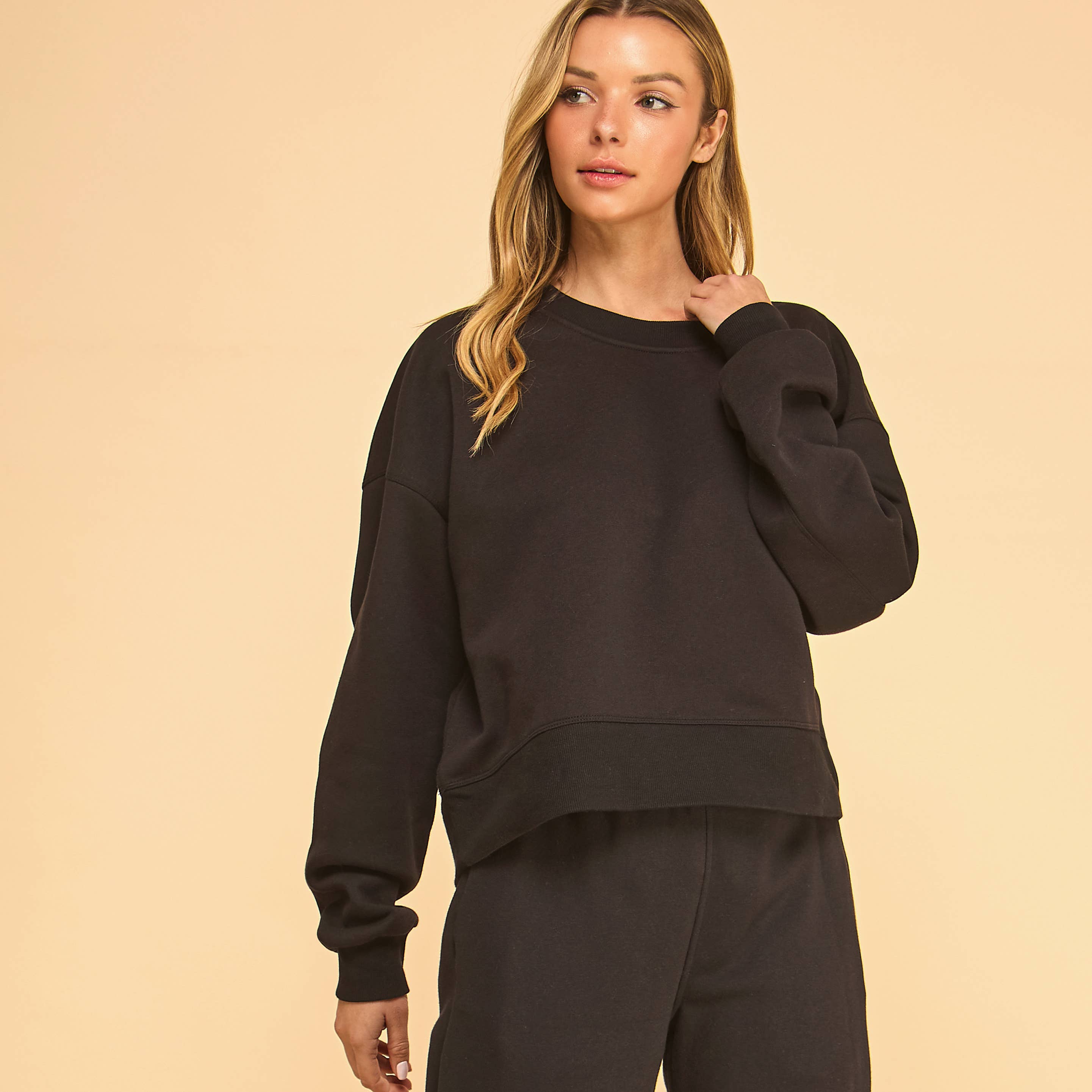 FREEZIA - Vente Sweat-shirt – femme - SWEAT-SHIRT COURT À COL ROND EN MOLLETON ULTRA DOUX-FZ000717
