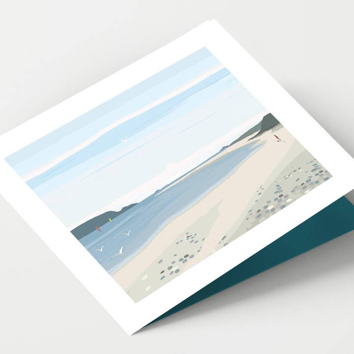 Rock Beach Summer Morning Cornwall Card for wholesale by Betty Boyns Designs