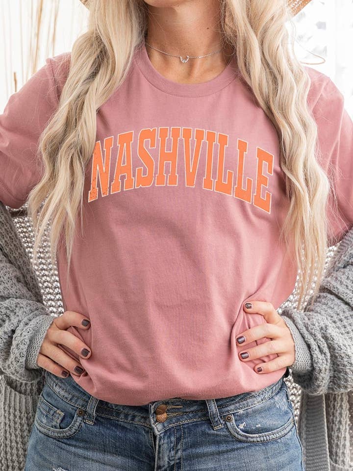 Camiseta gráfica Nashville por atacado de Pink Irene Wholesale