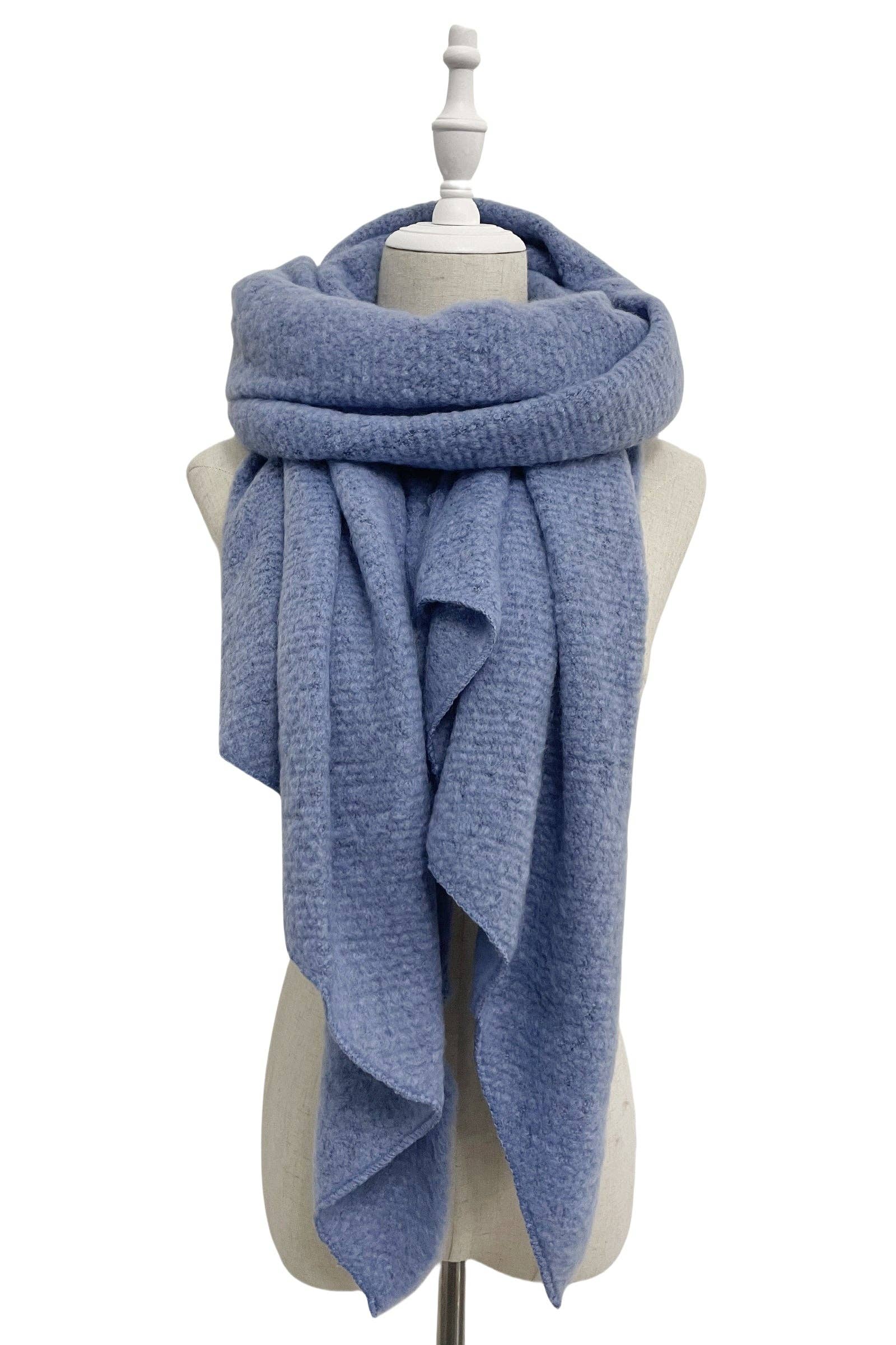 Fashion Scarf World - Wholesale Scarf - Women's - Plain Boucle Diagonal Edge Wool Scarf49