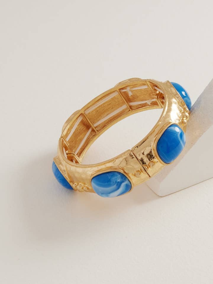 Vintage hars epoxy steen stretch armband sieraden voor wholesale door Designature New York