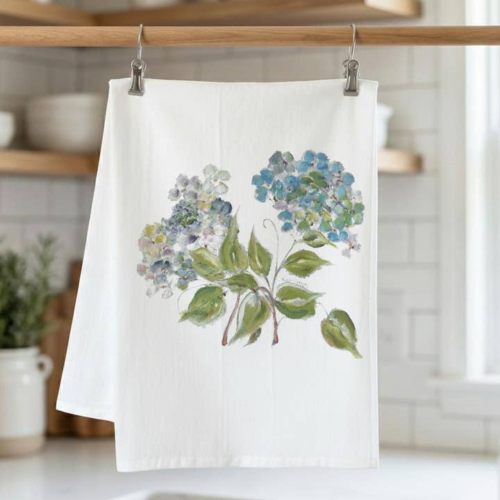 Hydrangea Kitchen Towel for wholesale by Pamela Cassidy Designs