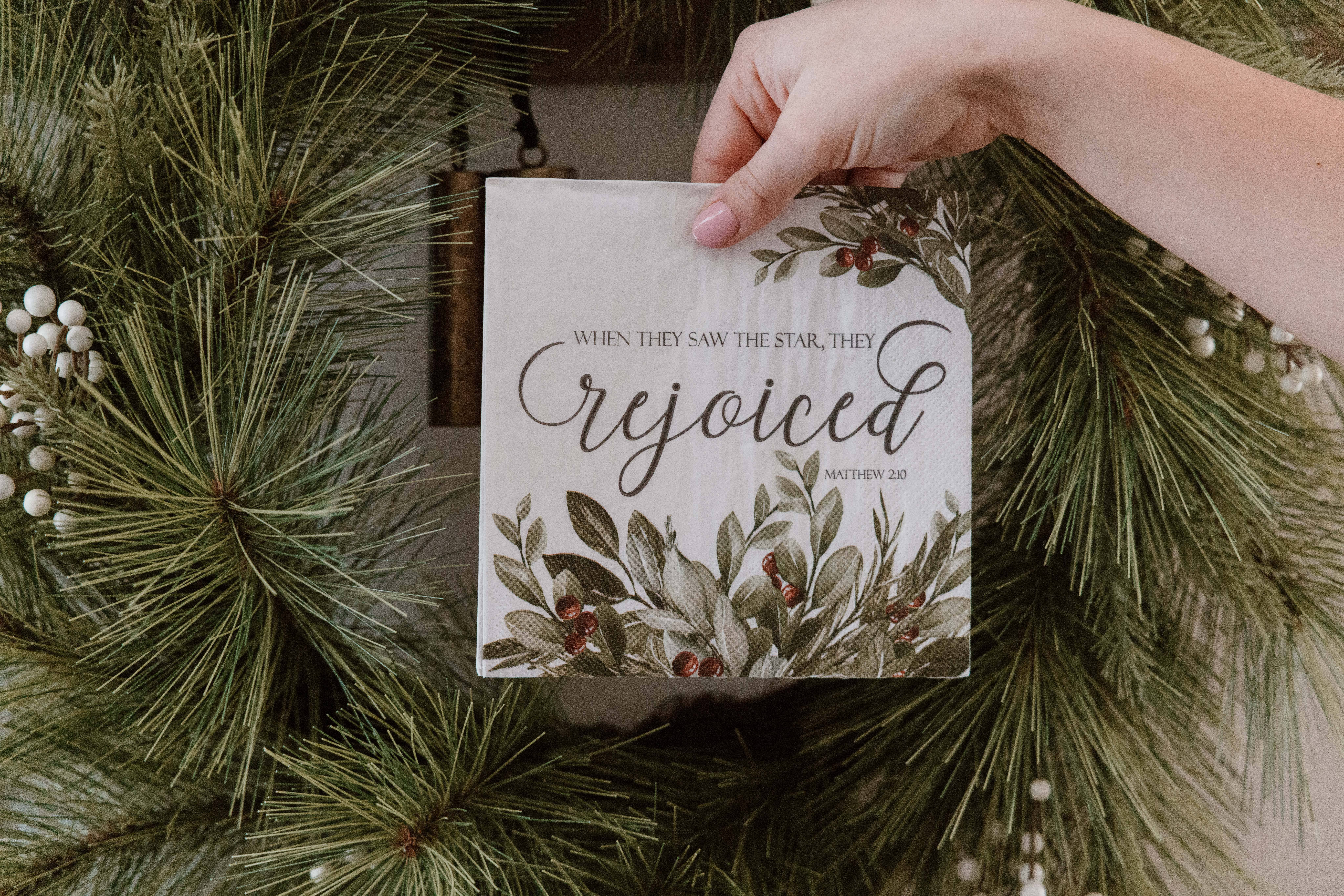 Pearls of Parchment - Wholesale Disposable Napkin - Winter Green Christmas Paper Napkins | 20 ct Scripture Nap4