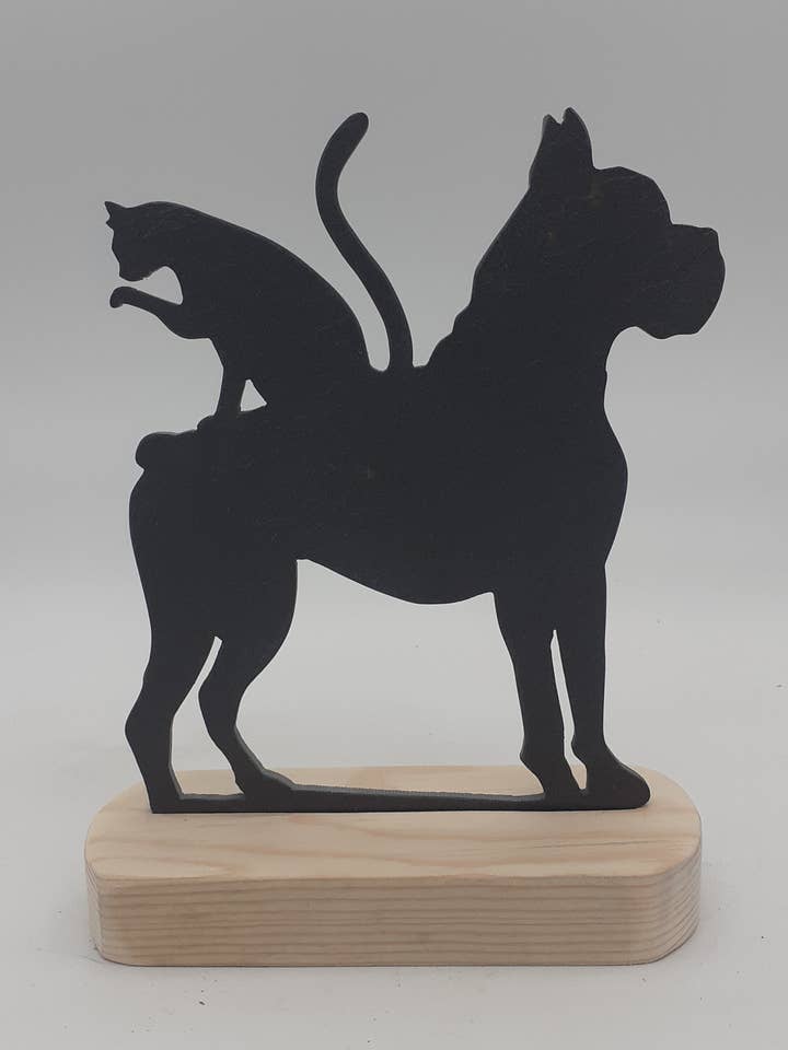 Boxer/cat 18x15cm for wholesale by L'Ardoise Originale