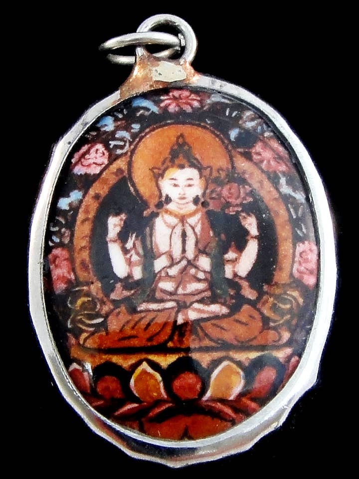 Enamel Pendant- White Tara for wholesale by Tika