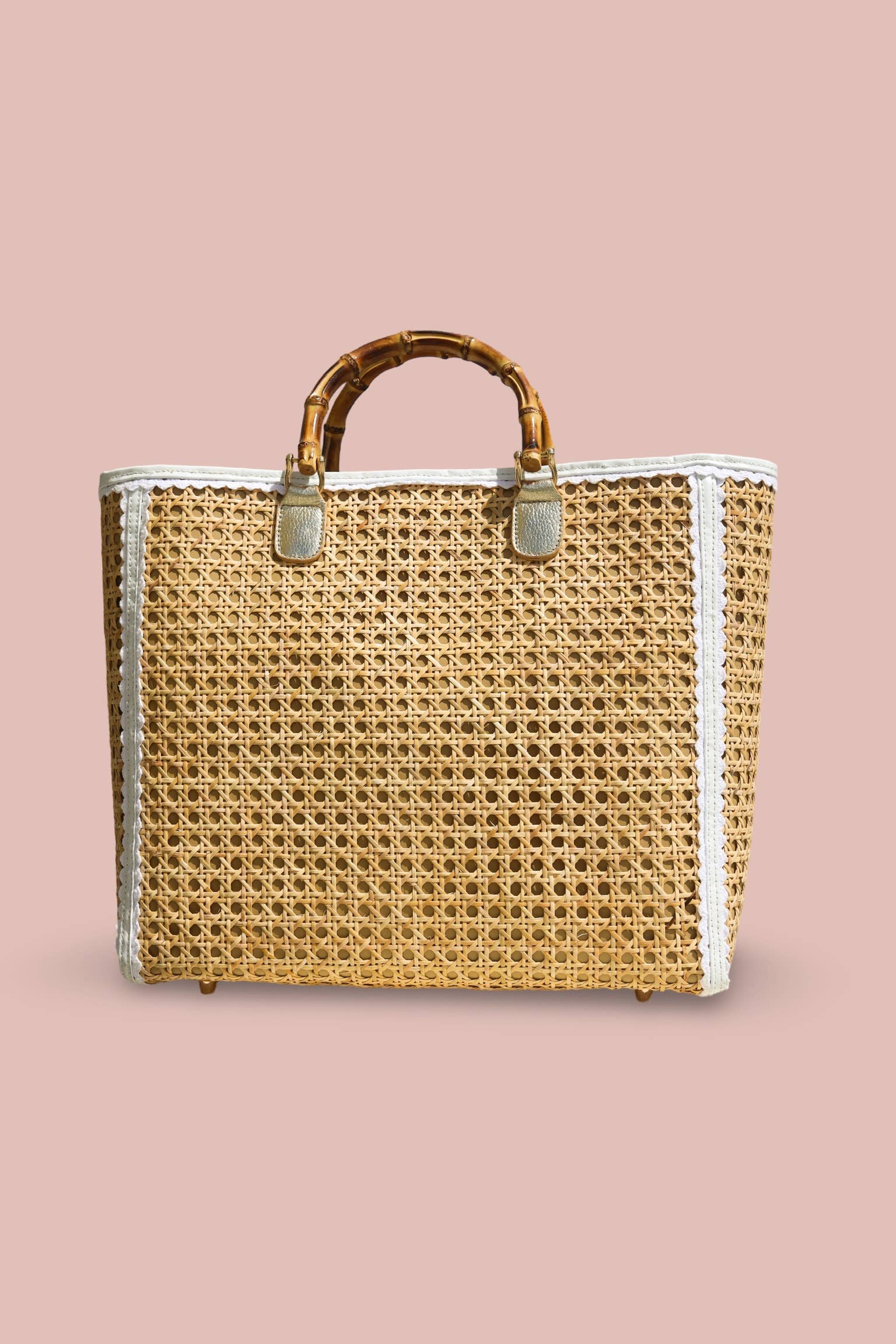 Paddle & Palm Pickleball - Wholesale Tote Bag - Women's - Pickleball Tote Bag, Cane, Leather, Bamboo and Custom Brass5