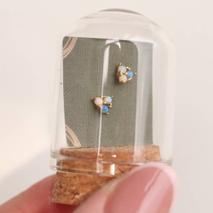 Silk Purse, Sow's Ear - Wholesale Stud/post earrings - Turquoise Trio Opal Stud Earrings9
