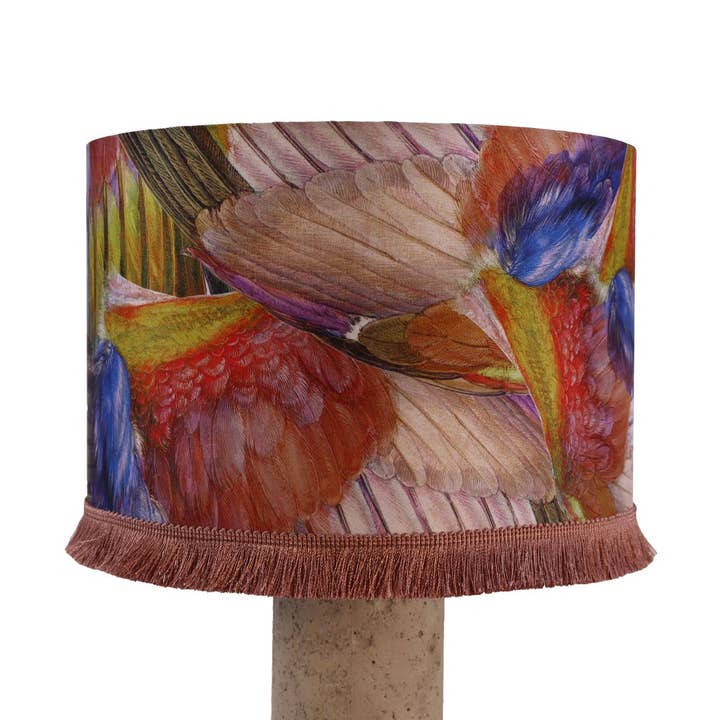 DRUM LAMPSHADE 30X20CM WITH FRINGE ALL OVER SAN MARCO for wholesale by Voglio Bene