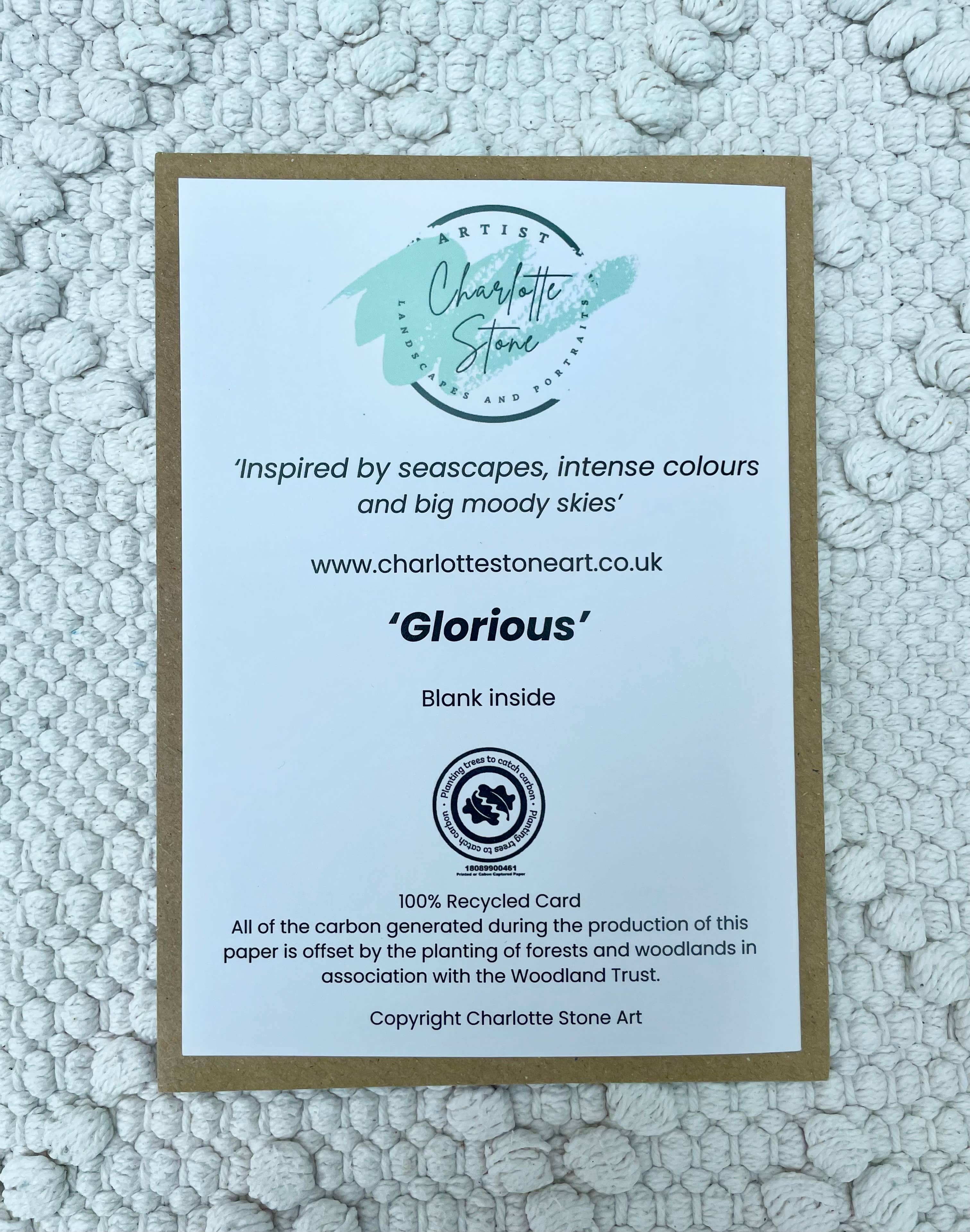 Charlotte Stone Art – wholesale Everyday greeting card – Glorious Art Greeting Card- Coastal Eco Friendly Blank1