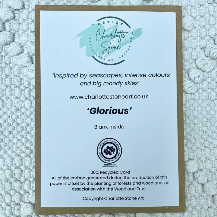 Charlotte Stone Art ā wholesale Everyday greeting card ā Glorious Art Greeting Card- Coastal Eco Friendly Blank1