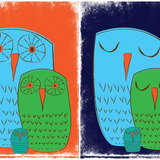 Owl Family Art Print Set Giclees - We 3 Owls Art Prints for wholesale by strawberryluna