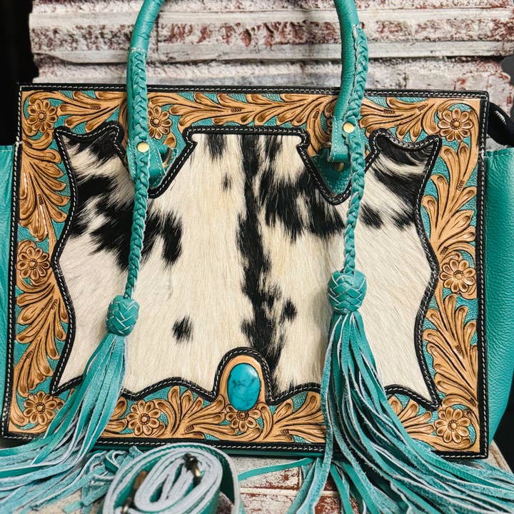 FRINGE & LUXE - Wholesale Top Handle Bag - Women's - Â Tasseled cowgirl hide bagÂ