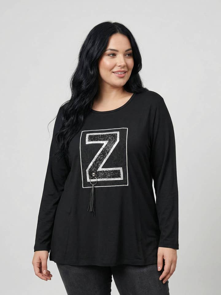 Plus size T-shirt with rhinestones (C6151) for wholesale by Pomme Rouge Paris