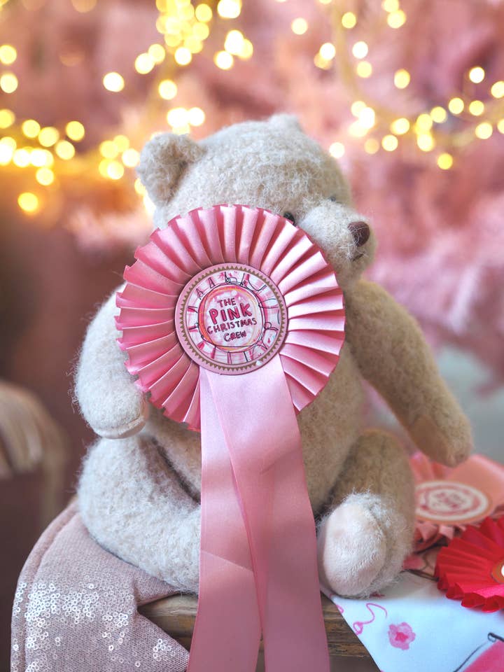 ‘The Pink Christmas Crew’ Luxury Rosette, Pink for wholesale by Made by Leah