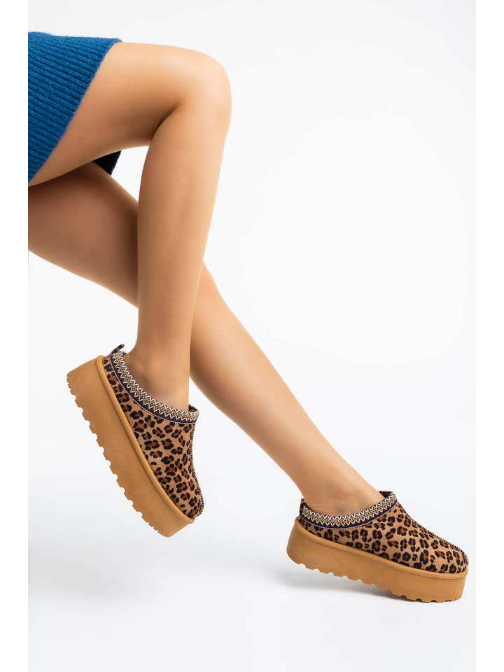 No Doubt Shoes - Wholesale Slides - Women's - Women's Faux Fur Lined Slipper Platform Sliders Aztec Mules 17