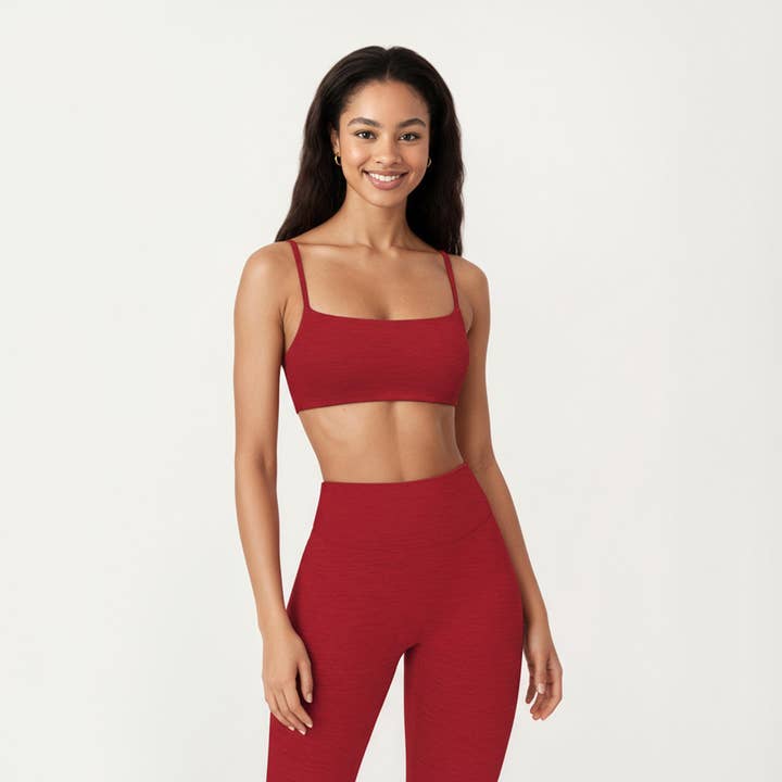 Active by Anna-Kaci - Wholesale Bralette - Women's - Seamless Rib Knit Bralette Top with Adjustable Spaghetti Str8