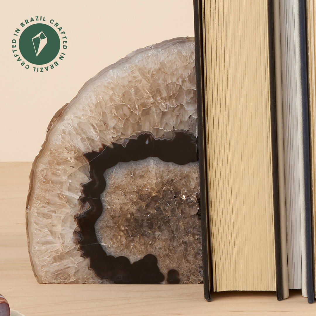 GeoCentral - Wholesale Bookend - Black Agate Bookends - Crafted in Brazil2