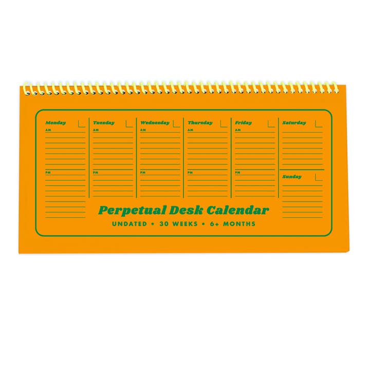 Next Chapter Studio - Wholesale Calendar - Perpetual Desk Calendar - Undated - Flo Orange