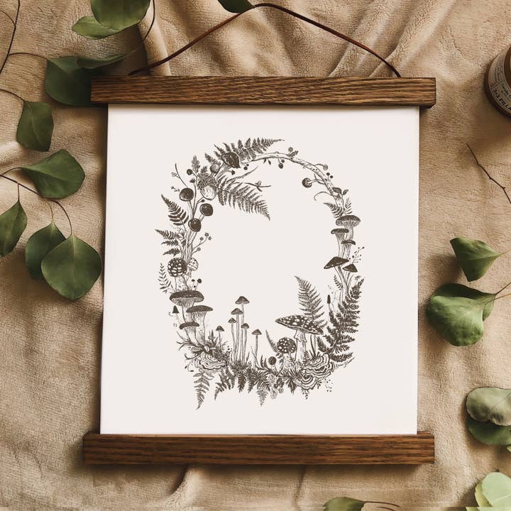 Mushroom Wreath Art Print for wholesale by Kaari & Co.