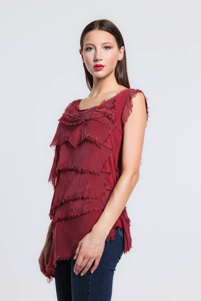 TINA Stephens Italy/Tees By Tina - Wholesale Blouse - Women's - Arianna Silk Ruffle Top (BT205)34
