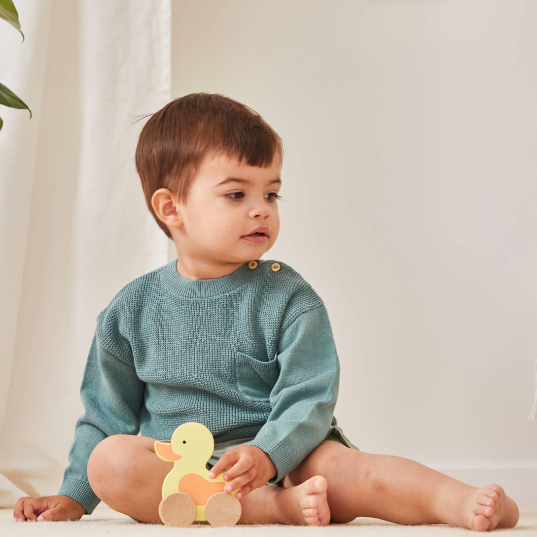 Barbo Toys - Venta al por mayor Juguete de madera - Niños - Animal de madera sobre ruedas - Pato3