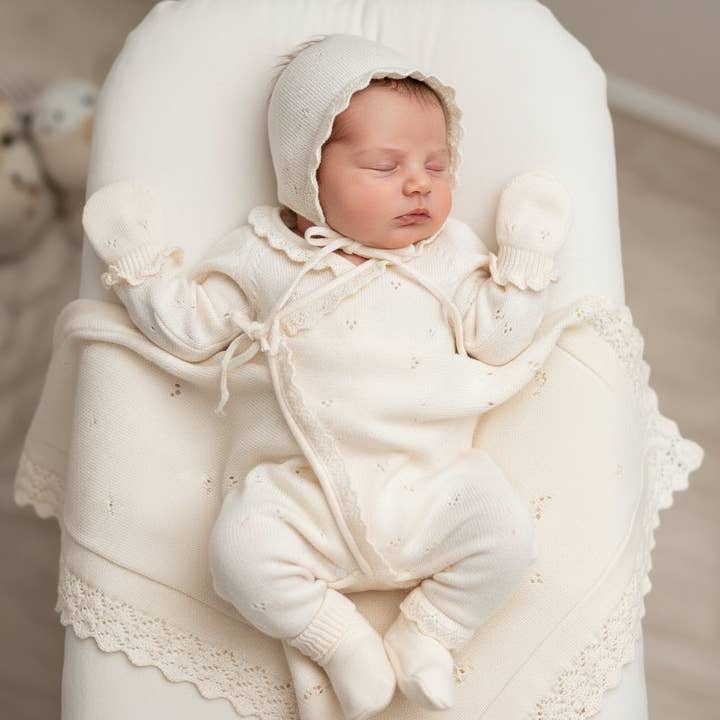 Knitted Newborn Baby Girl/Boy Coming Home Outfit for wholesale by Nipperland