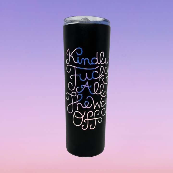 Kindly Fuck Off 20 oz. INSULATED TUMBLER WITH STRAW for wholesale by Coffee Cups & Curiosities