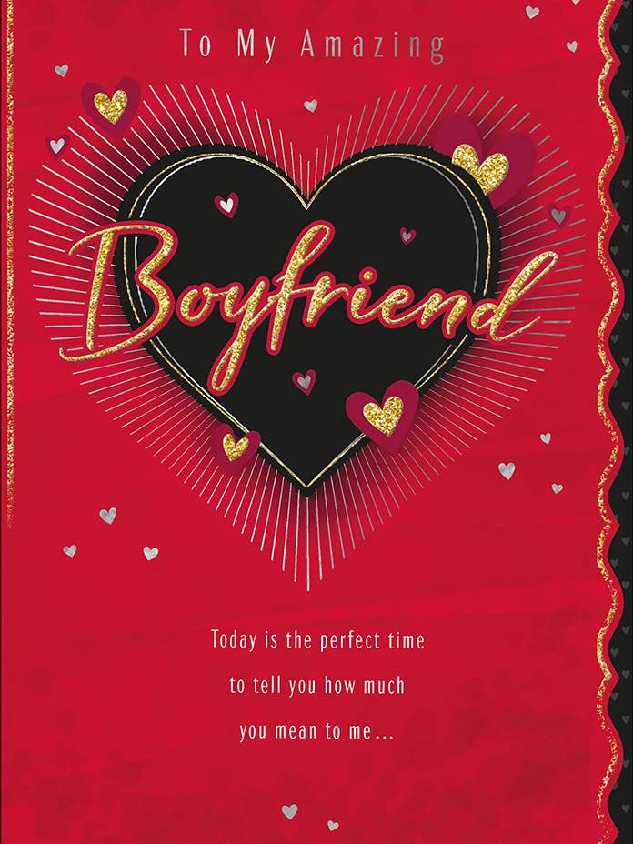 Biglietto di San Valentino, Fidanzato, Cuore Nero per la vendita all'ingrosso da parte di Piccadilly Greetings