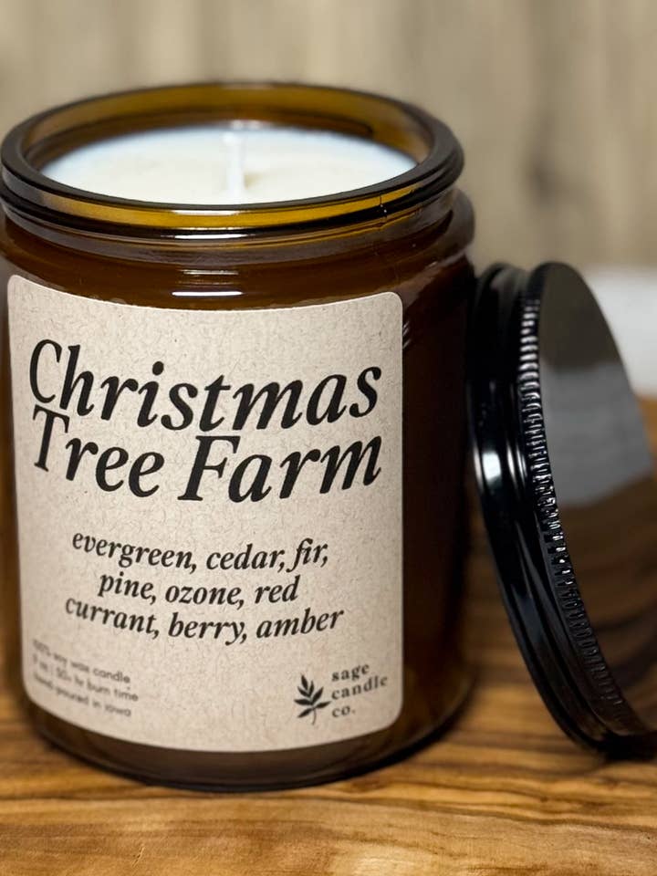 Christmas Tree Farm - 100% Soy Wax Christmas Candle for wholesale by Sage Candle Co.