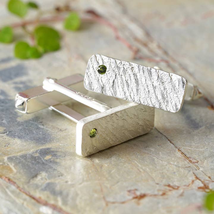 Tourmaline Cufflinks in Sterling Silver for wholesale by Huiyi Tan