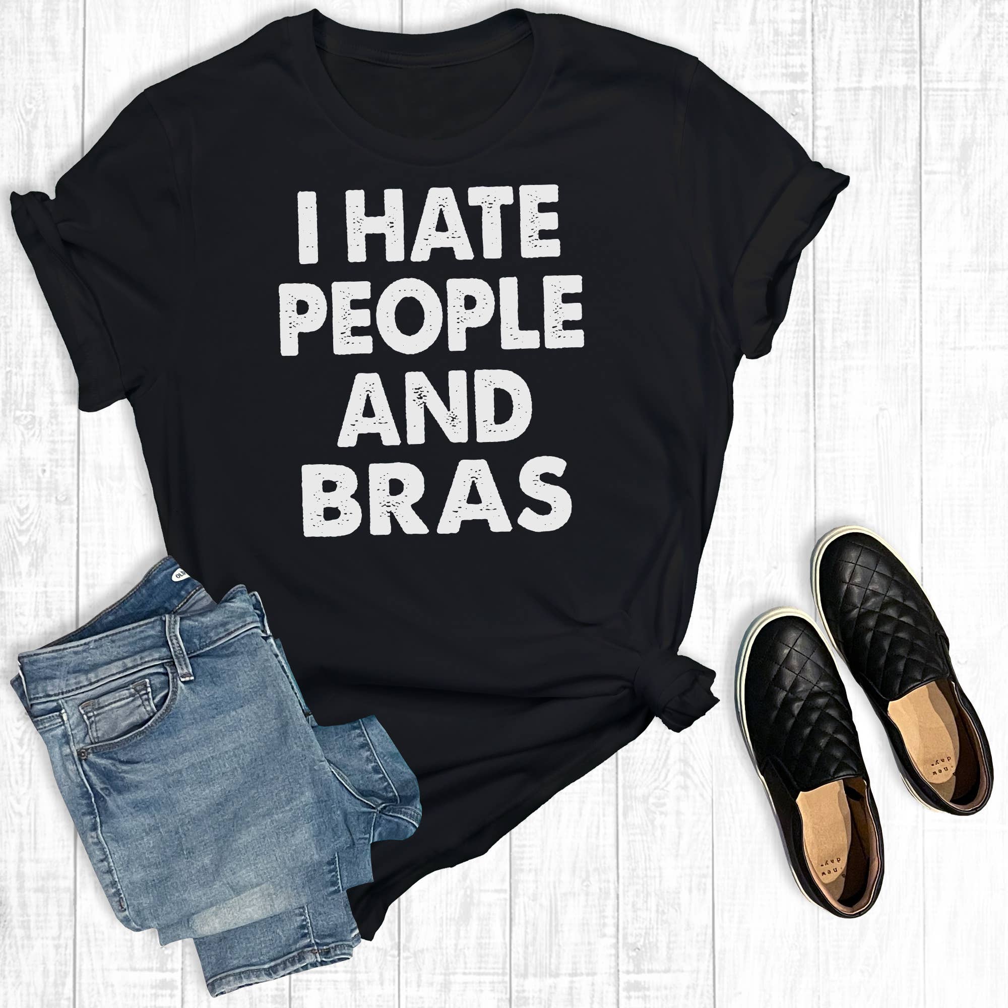 Black I Hate People And Bras for wholesale on Faire