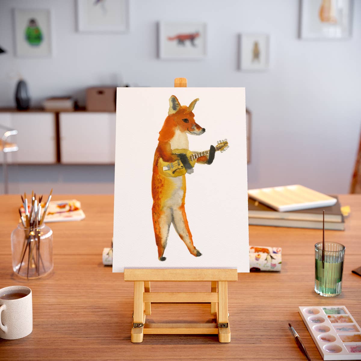 Rosie Webb illustrations - Wholesale Art Print - Mandolin fox  Giclee Print GP01195