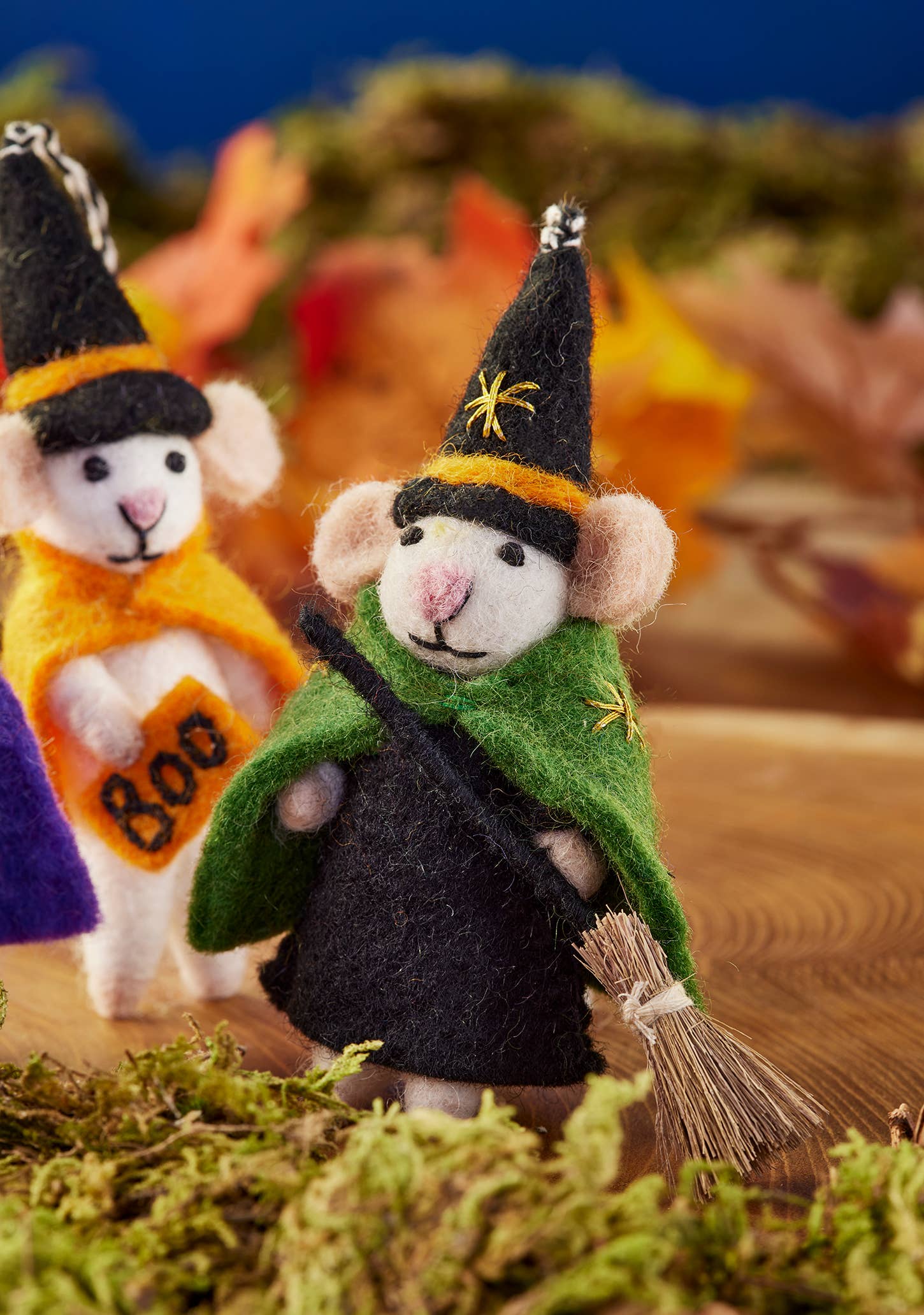 Namaste - Wholesale Ornament - Felt Witch Wizard Mice Decoration1